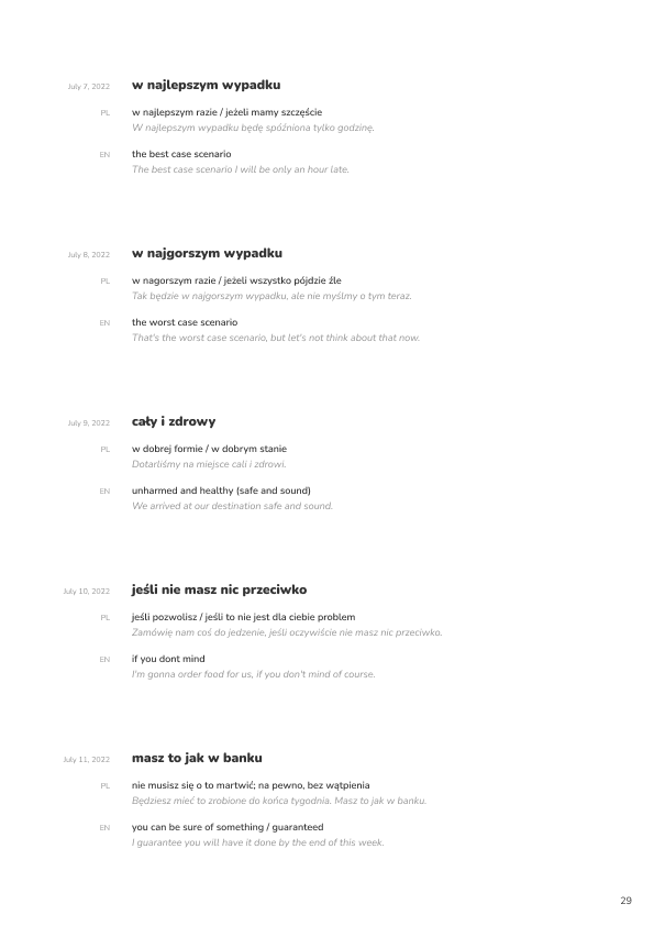 daily polish example page