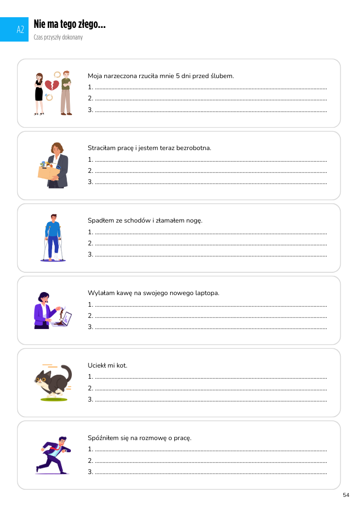 odkryj czasownik A1-A2 example page