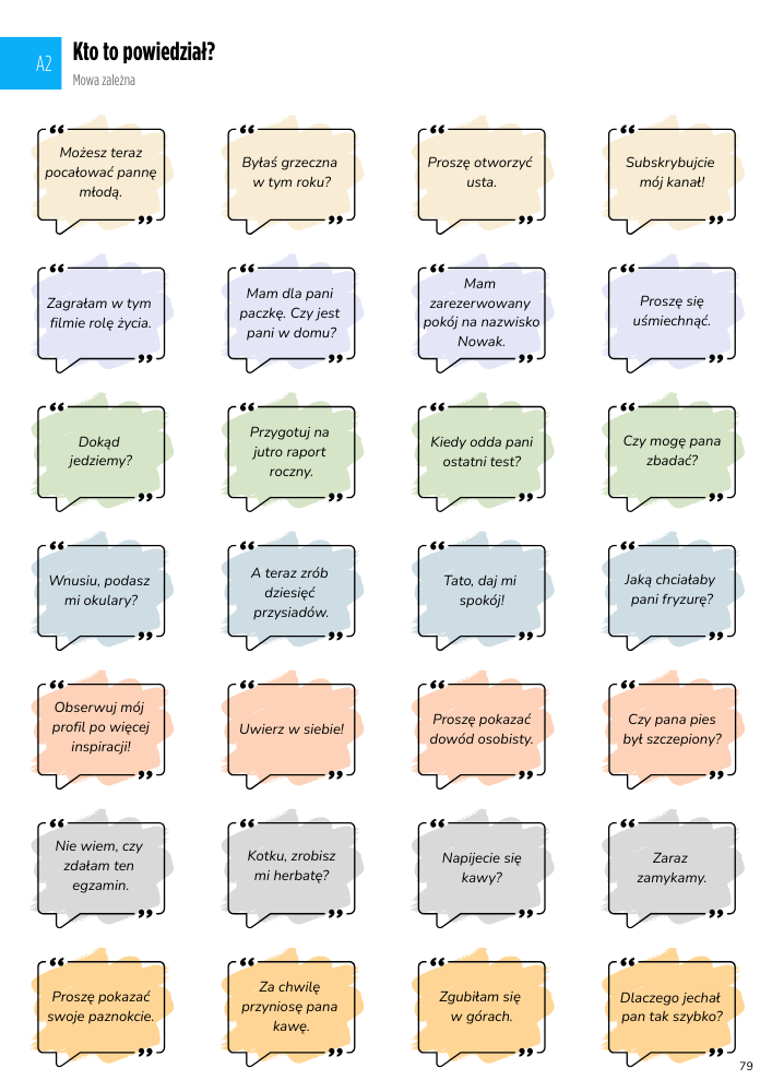 odkryj czasownik A1-A2 example page