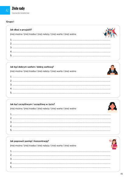 odkryj czasownik A1-A2 example page