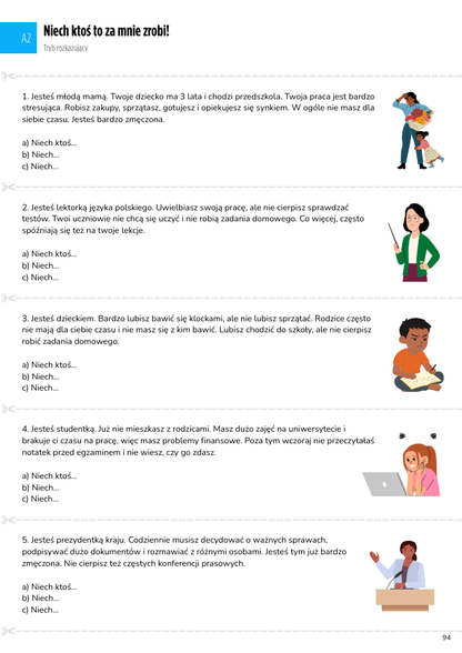 odkryj czasownik A1-A2 example page